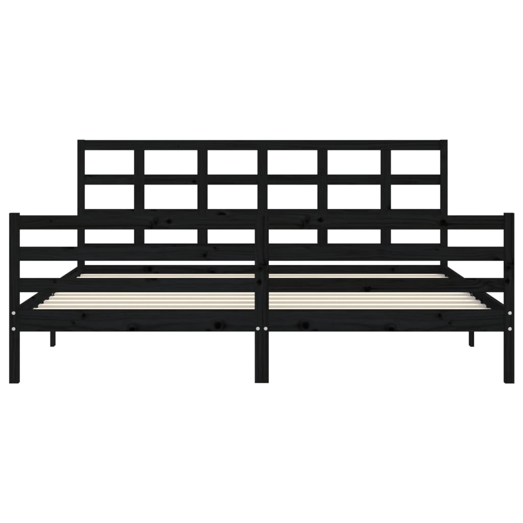 Bed Frame without Mattress Black 183x203 cm King Solid Wood