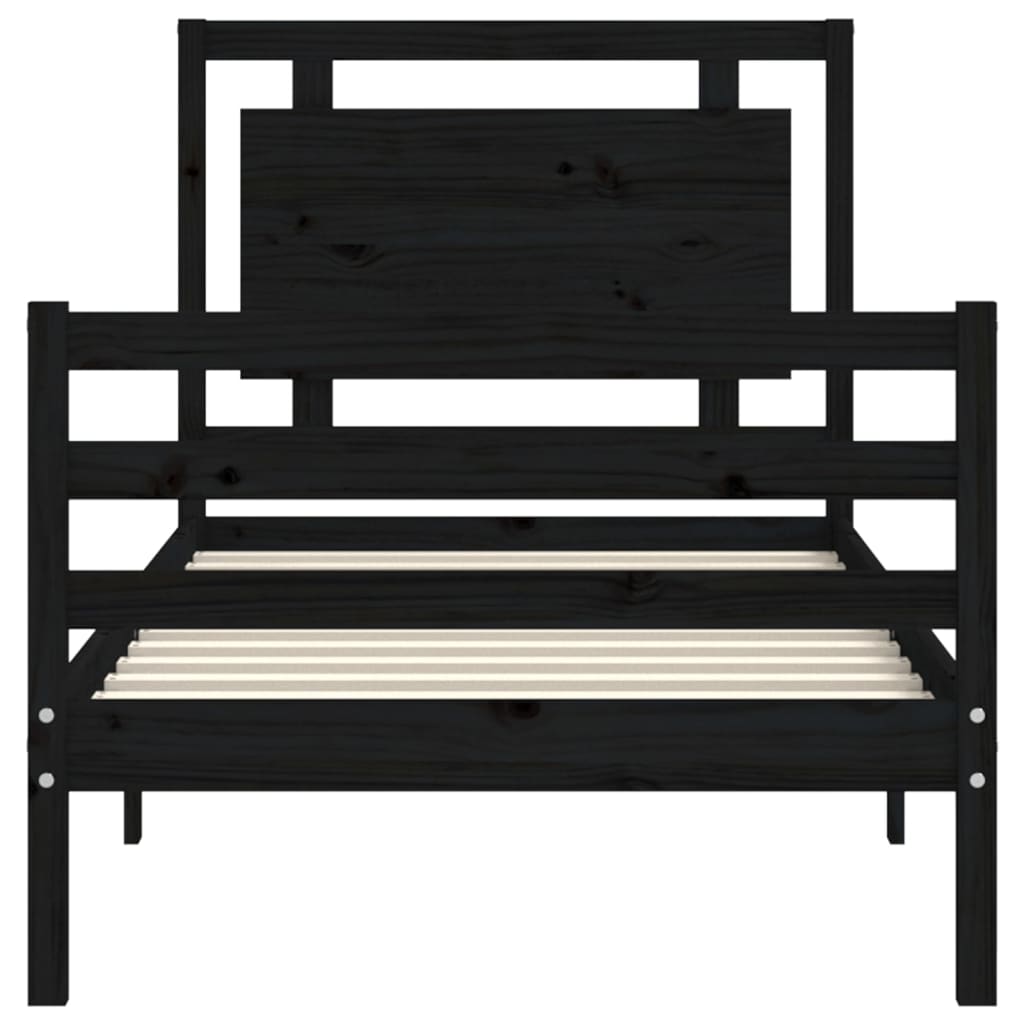 Bed Frame without Mattress Black 90x190 cm Solid Wood