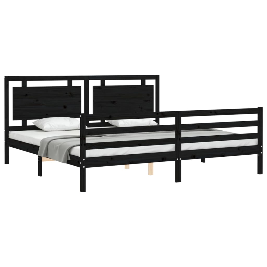 Bed Frame without Mattress Black 183x203 cm King Solid Wood