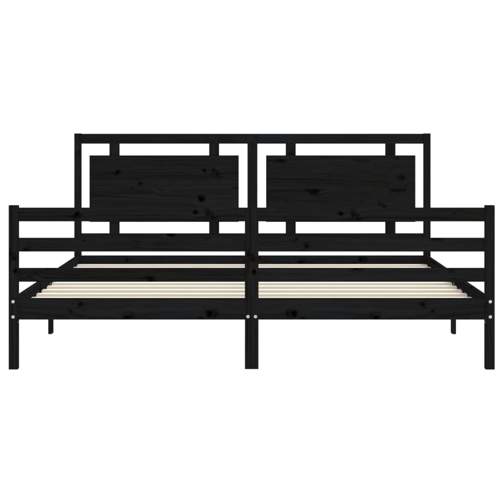 Bed Frame without Mattress Black 183x203 cm King Solid Wood