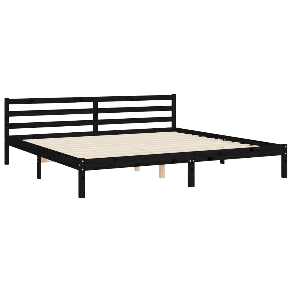 Bed Frame without Mattress Black 183x203 cm King Solid Wood