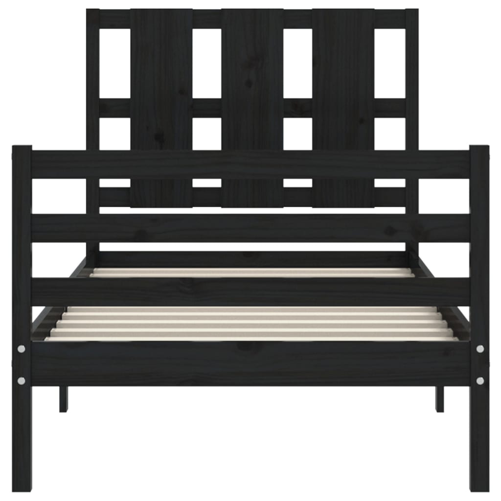 Bed Frame without Mattress Black 90x190 cm Solid Wood