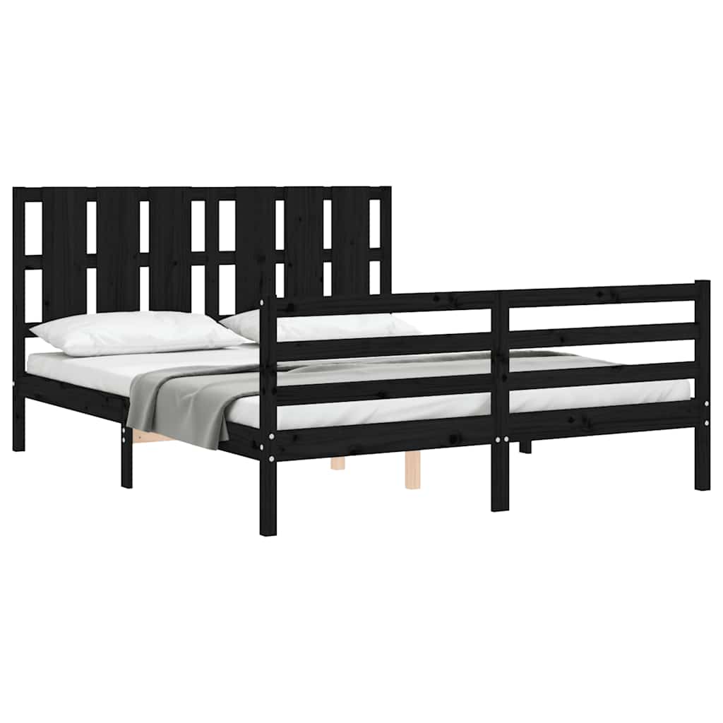 Bed Frame without Mattress Black 150x200 cm Solid Wood