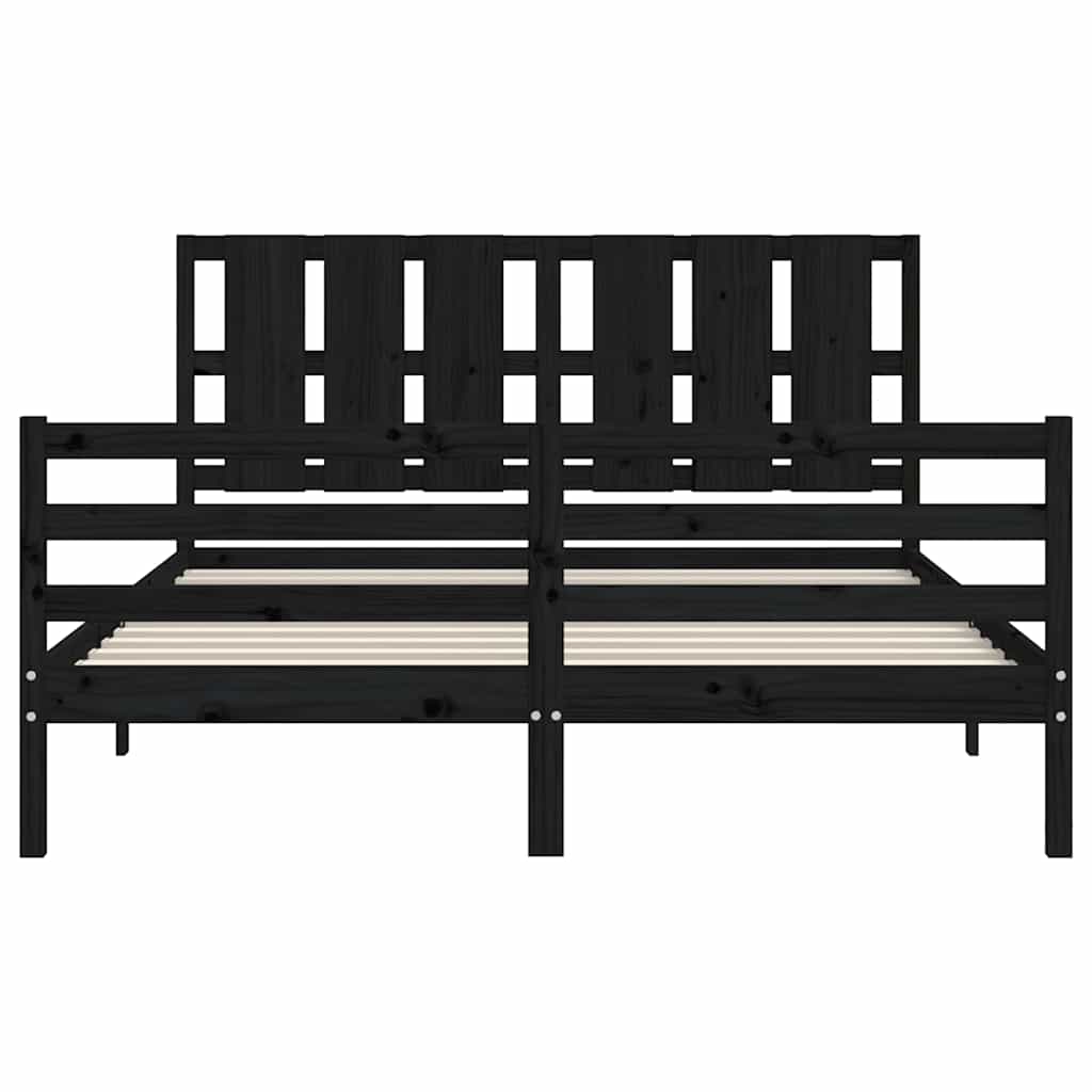 Bed Frame without Mattress Black 150x200 cm Solid Wood