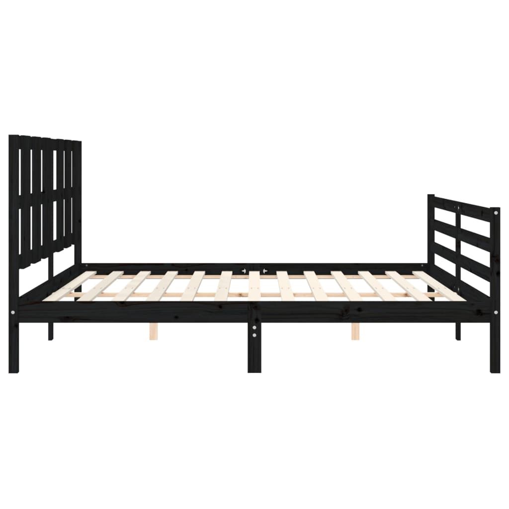 Bed Frame without Mattress Black 183x203 cm King Solid Wood