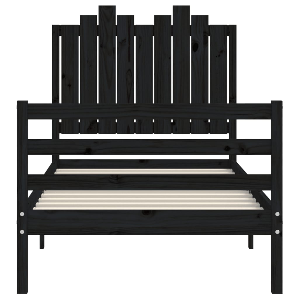 Bed Frame without Mattress Black 90x190 cm Solid Wood
