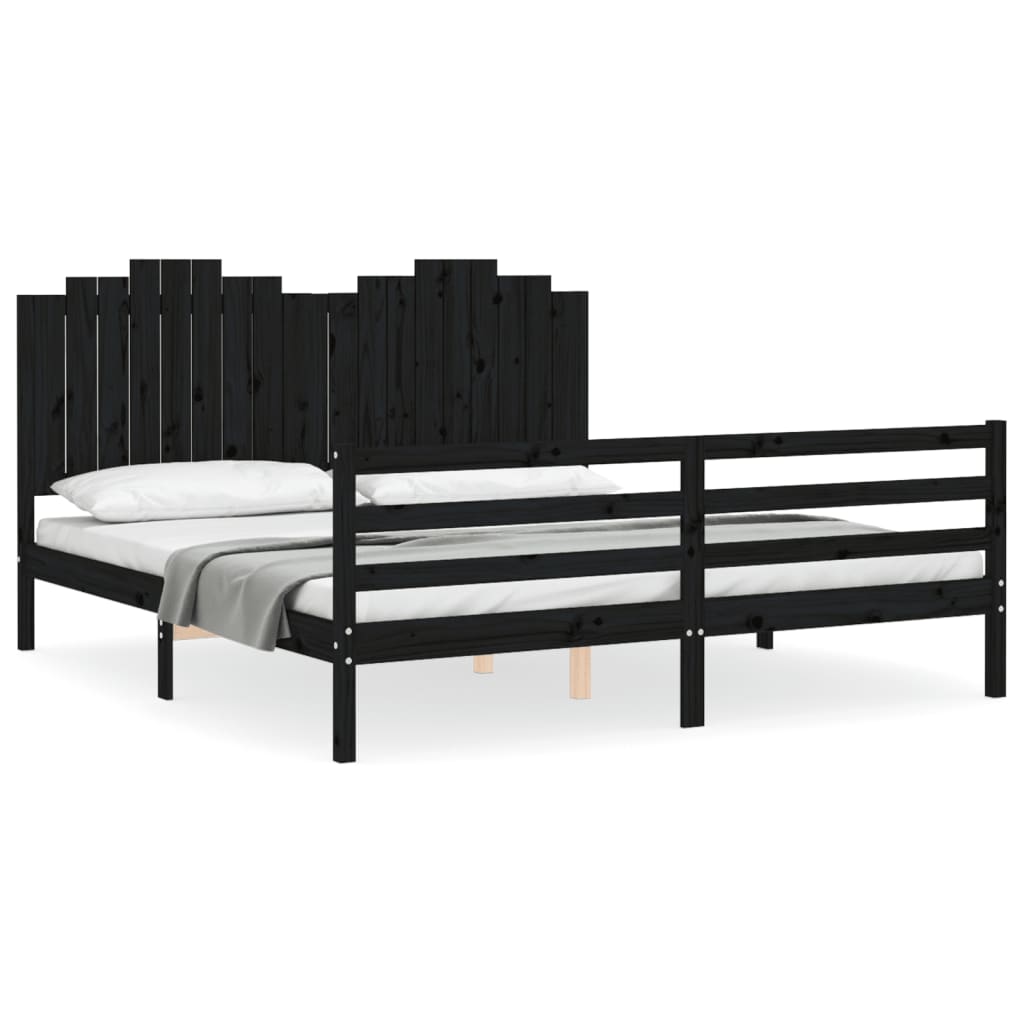 Bed Frame without Mattress Black 183x203 cm King Solid Wood