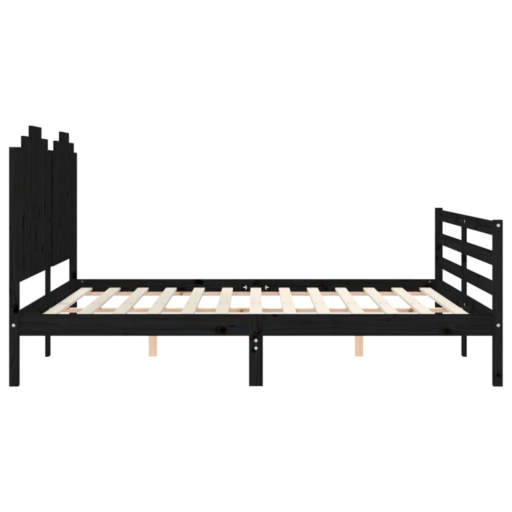 Bed Frame without Mattress Black 183x203 cm King Solid Wood