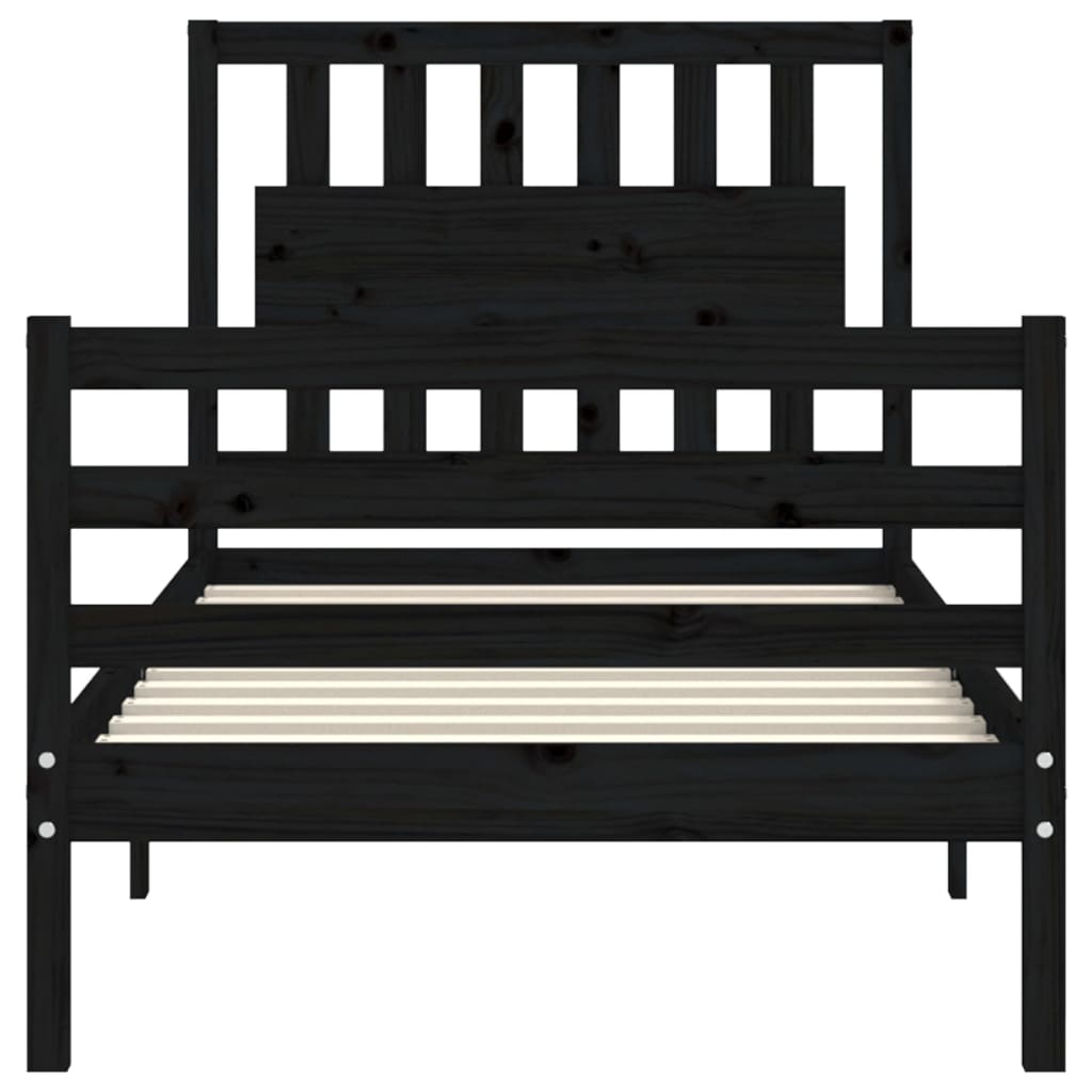 Bed Frame without Mattress Black 90x190 cm Solid Wood