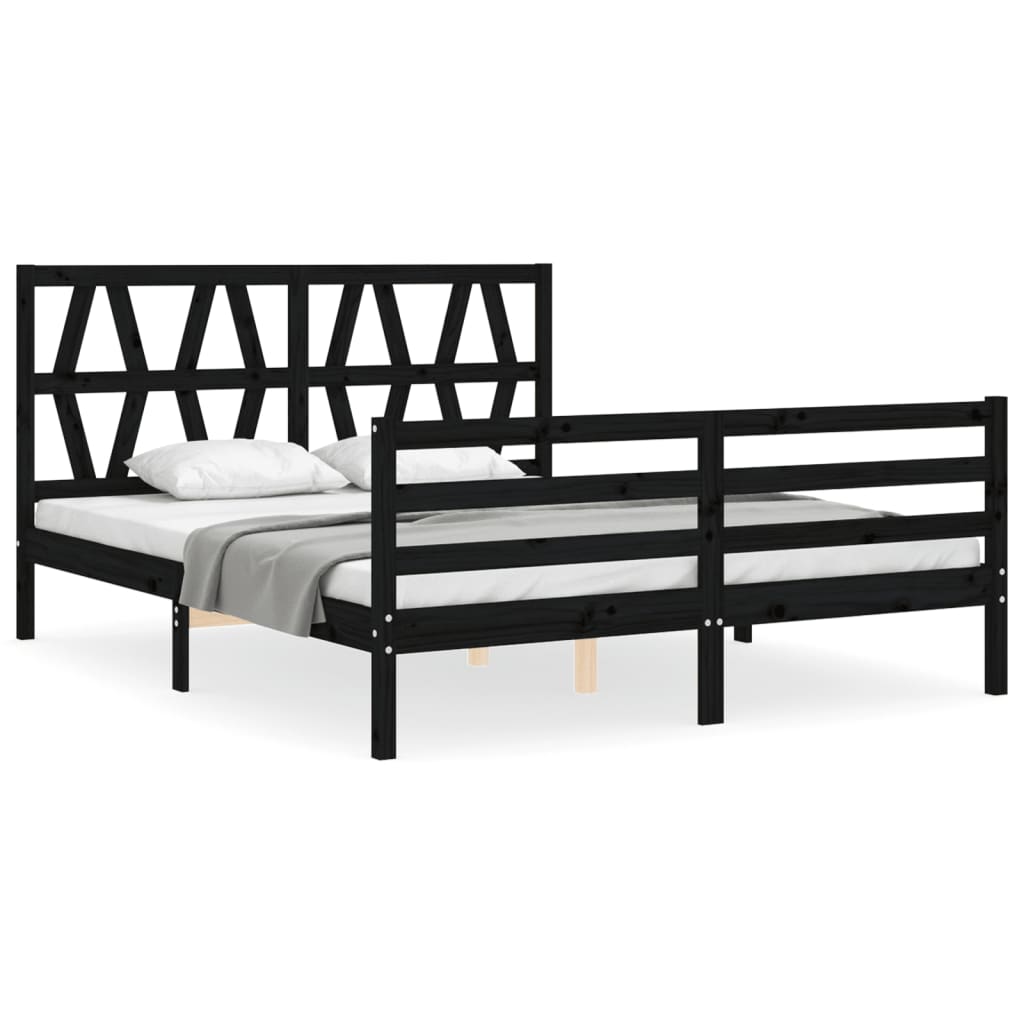 Bed Frame without Mattress Black 150x200 cm Solid Wood