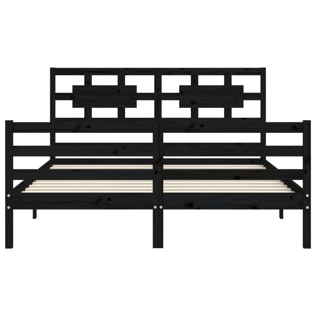 Bed Frame without Mattress Black 150x200 cm Solid Wood