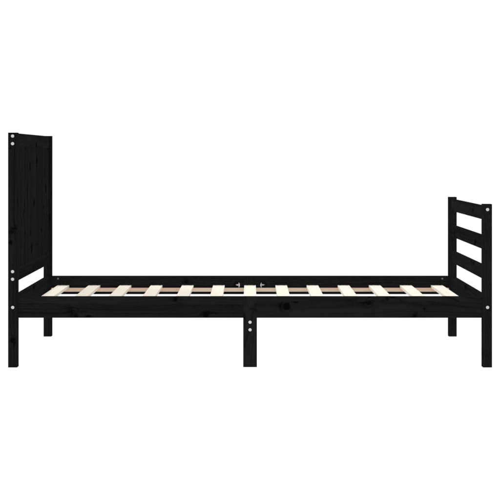 Bed Frame without Mattress Black 90x190 cm Solid Wood