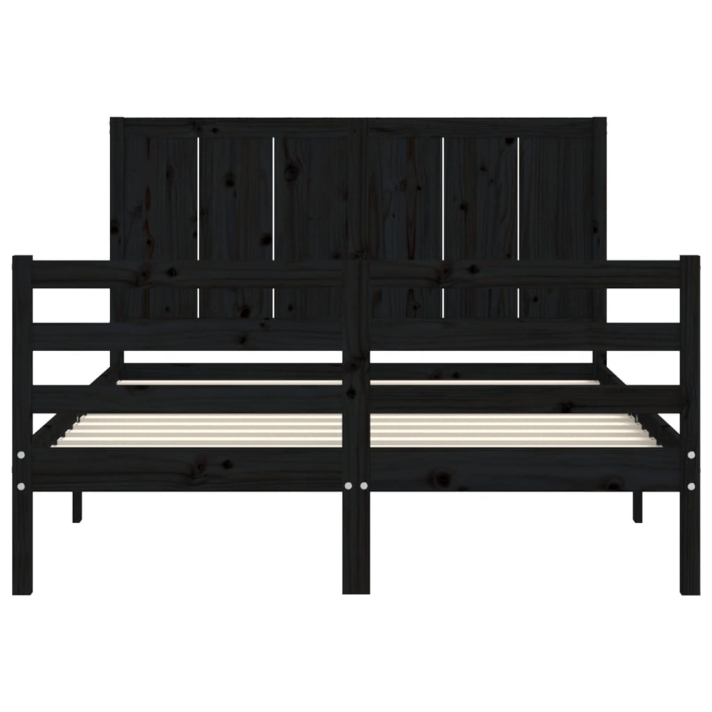 Bed Frame without Mattress Black 135x190 cm Solid Wood