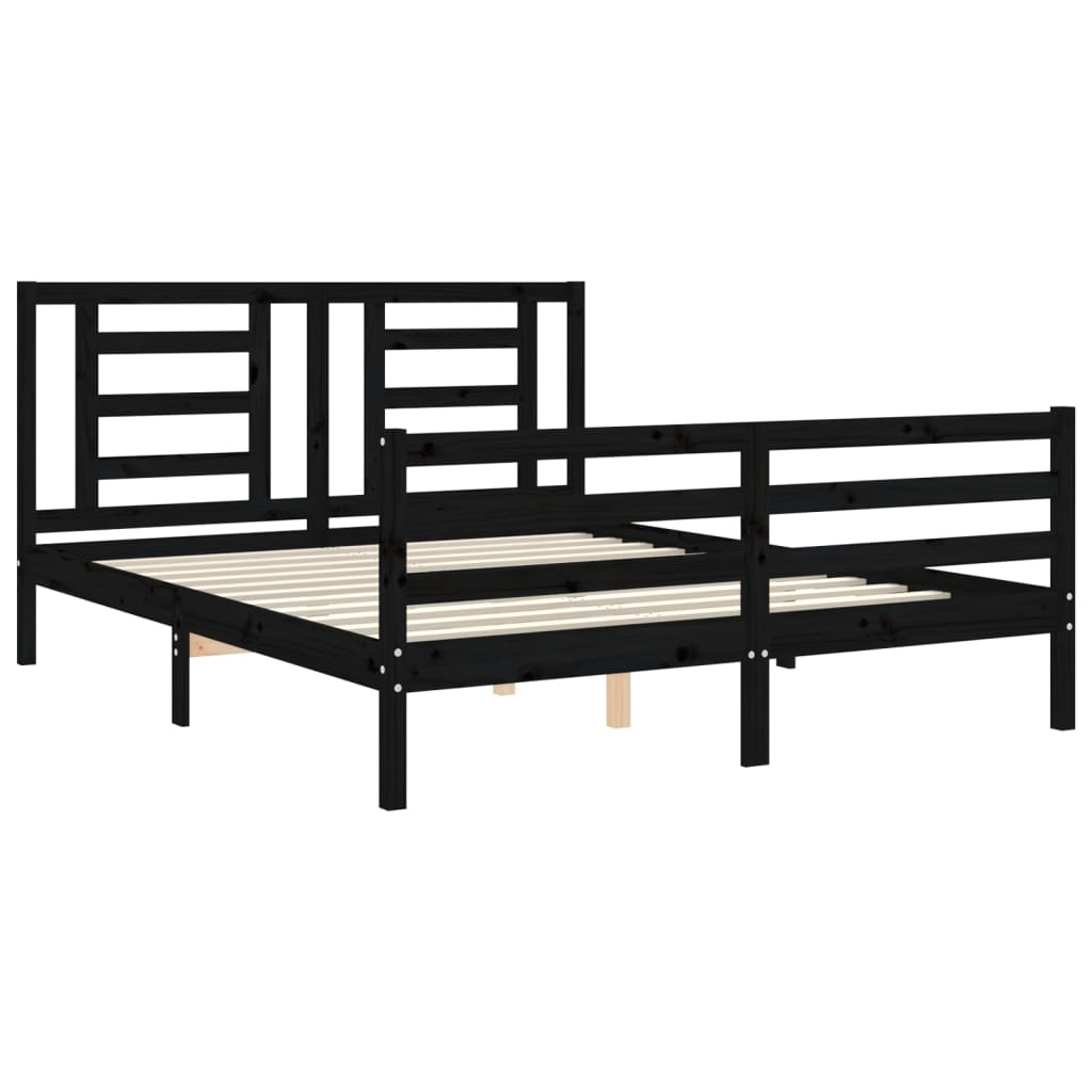 Bed Frame without Mattress Black 150x200 cm Solid Wood
