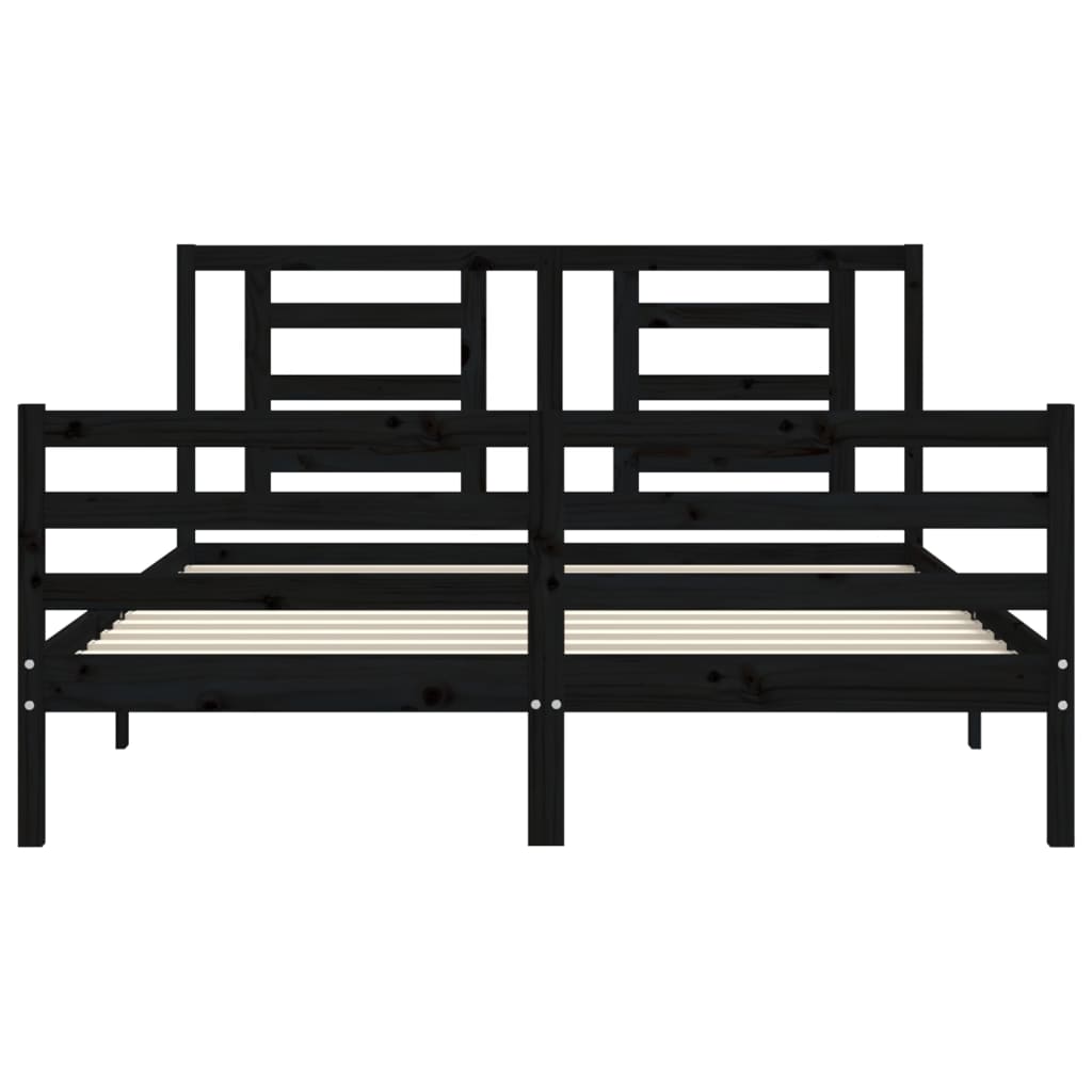 Bed Frame without Mattress Black 150x200 cm Solid Wood
