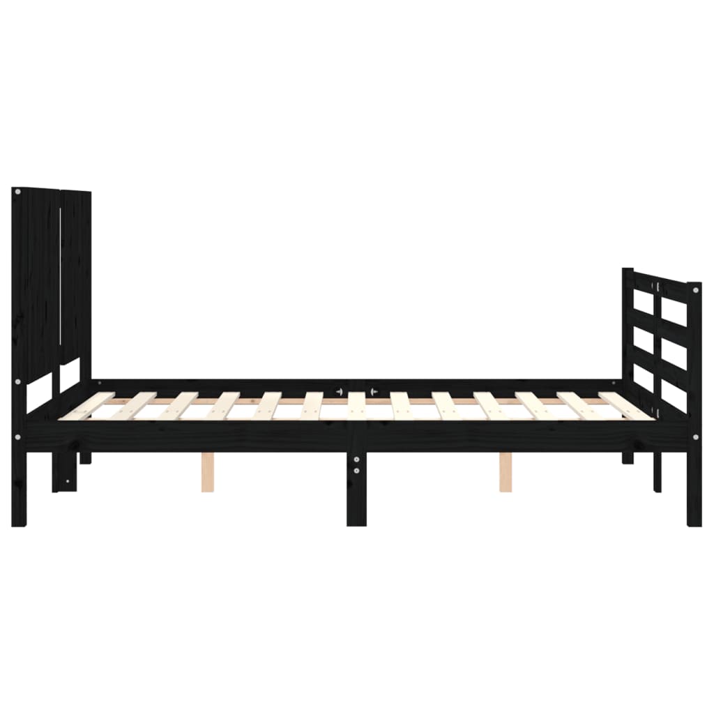 Bed Frame without Mattress Black 135x190 cm Solid Wood