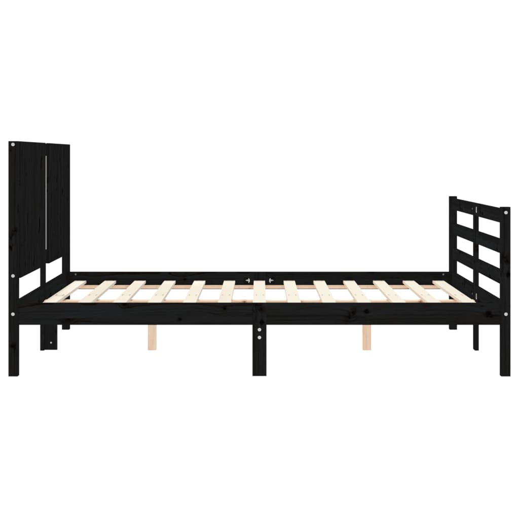 Bed Frame without Mattress Black 150x200 cm Solid Wood