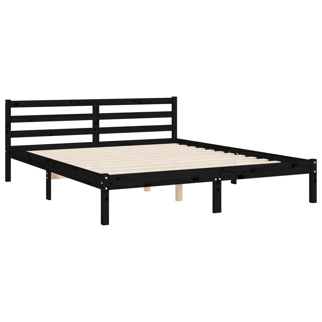 Bed Frame without Mattress Black 150x200 cm Solid Wood
