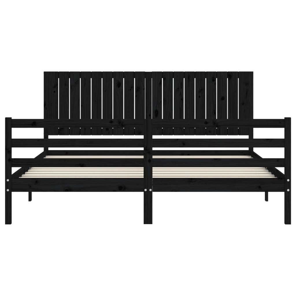 Bed Frame without Mattress Black 183x203 cm King Solid Wood