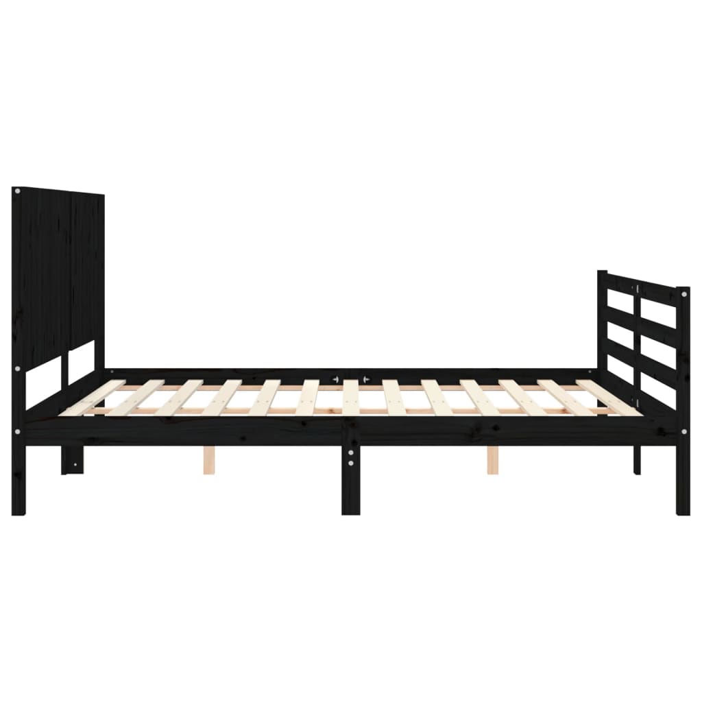 Bed Frame without Mattress Black 183x203 cm King Solid Wood