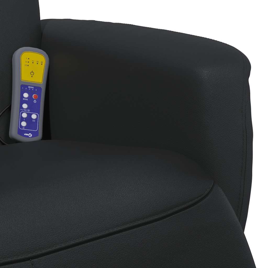 Massage Recliner Chair with Footrest Black Faux Leather