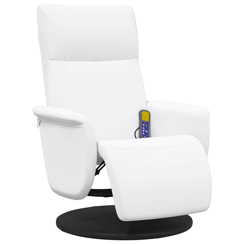 Massage Recliner Chair with Footrest White Faux Leather