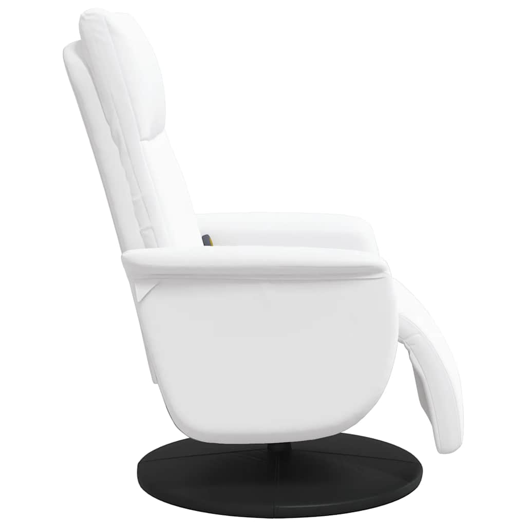 Massage Recliner Chair with Footrest White Faux Leather