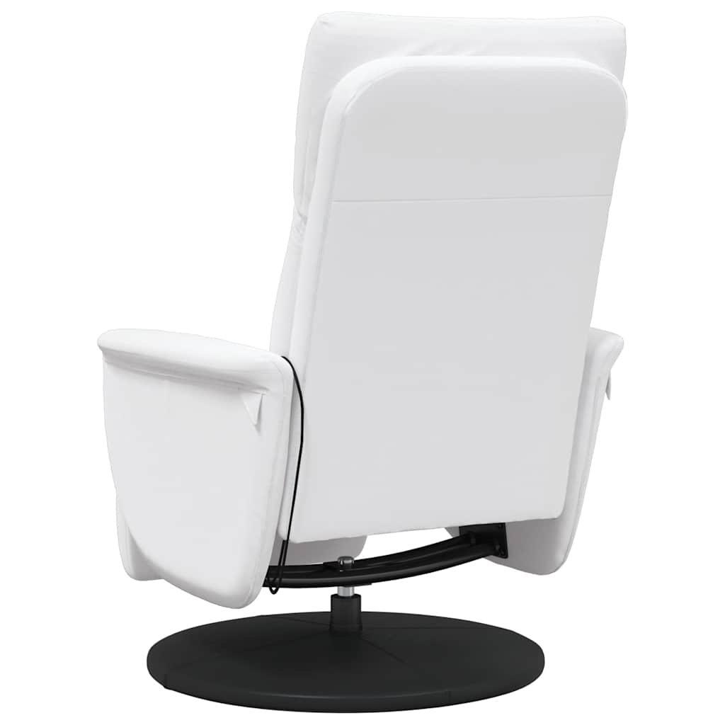 Massage Recliner Chair with Footrest White Faux Leather