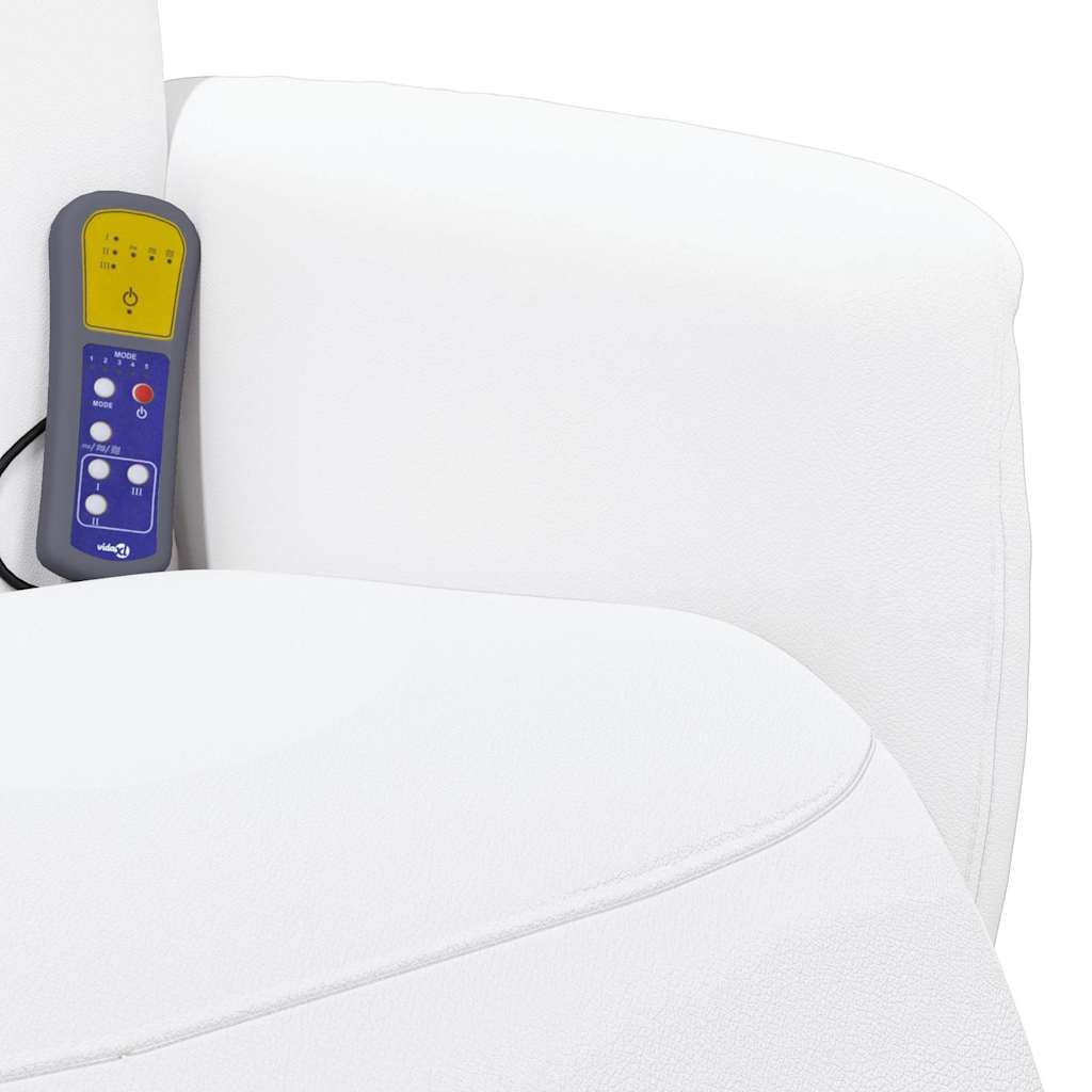 Massage Recliner Chair with Footrest White Faux Leather
