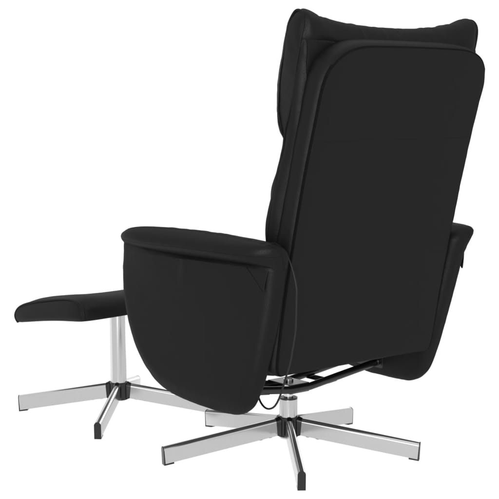 Massage Recliner Chair with Footstool Black Faux Leather