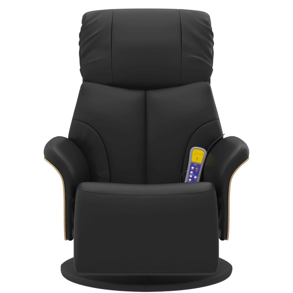 Massage Recliner Chair with Footrest Black Faux Leather