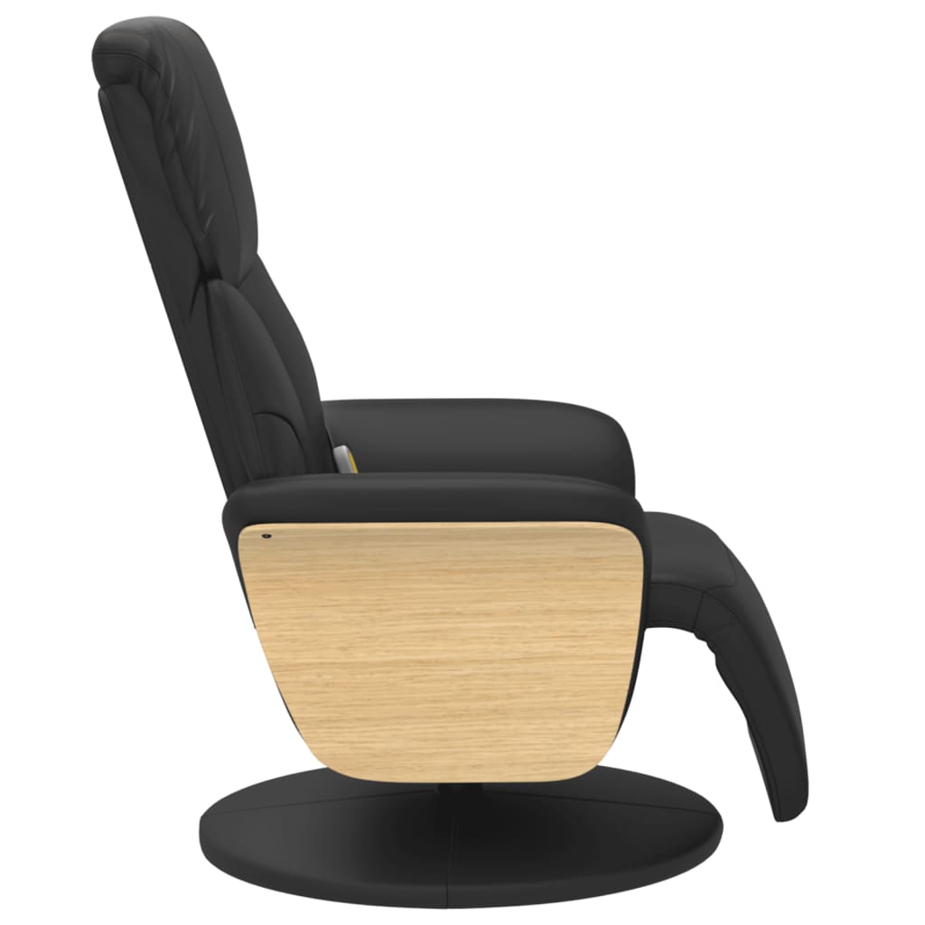 Massage Recliner Chair with Footrest Black Faux Leather
