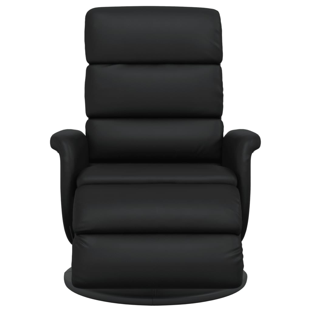 Recliner Chair with Footrest Black Faux Leather