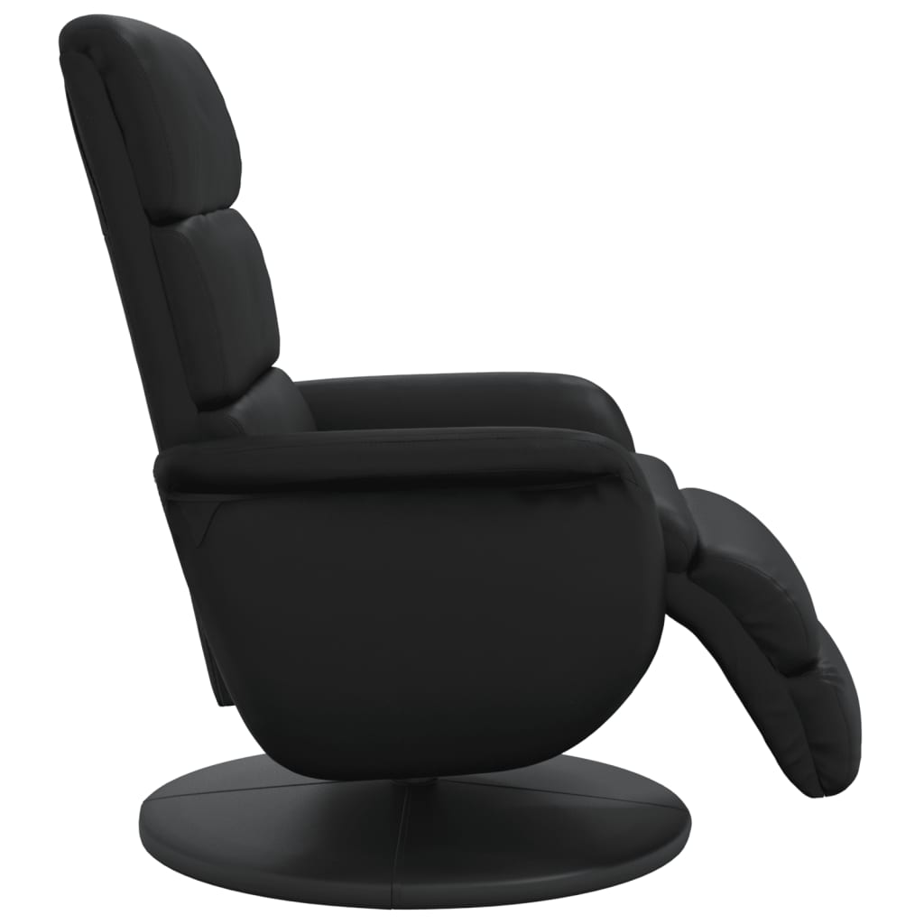 Recliner Chair with Footrest Black Faux Leather