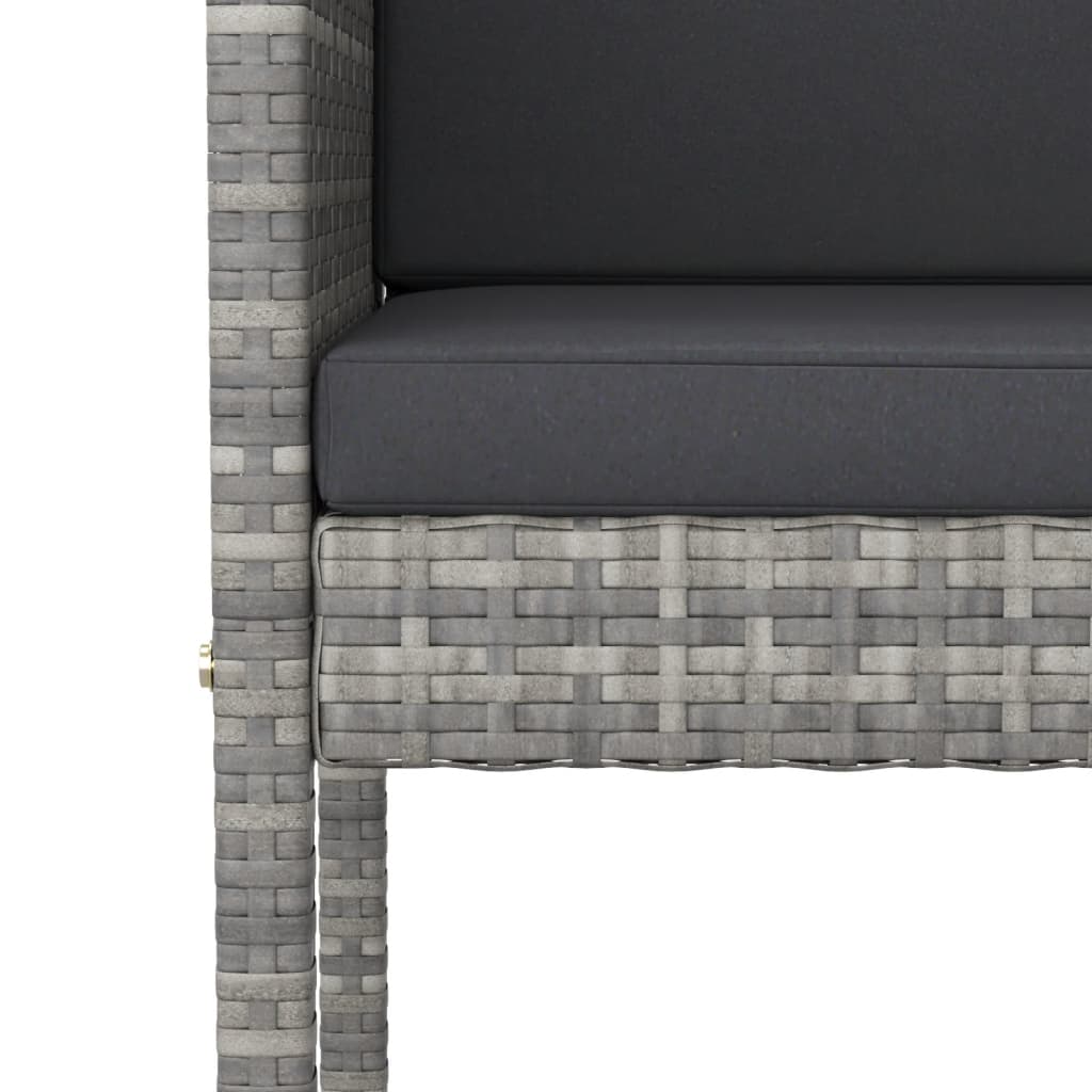 5 Piece Garden Bar Set with Cushions Grey Poly Rattan