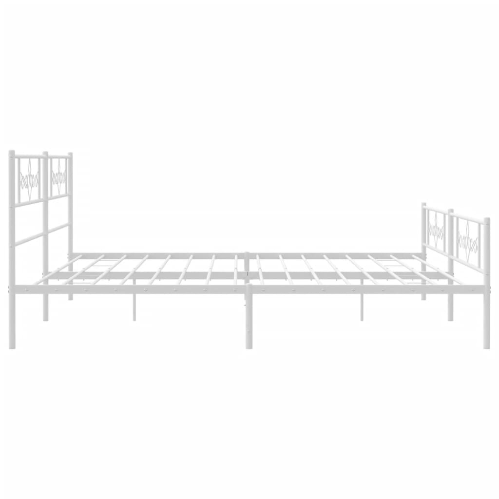 Metal Bed Frame without Mattress with Footboard White 183x203 cm King