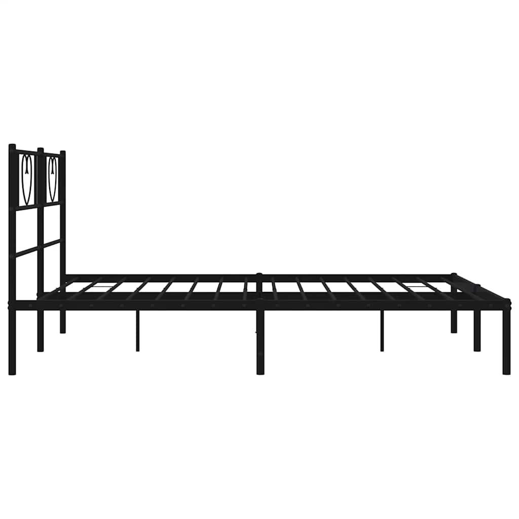 Metal Bed Frame without Mattress with Headboard Black 135x190 cm
