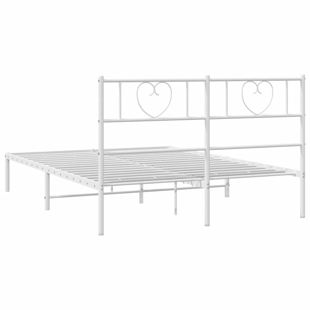 Metal Bed Frame without Mattress with Headboard White 135x190 cm