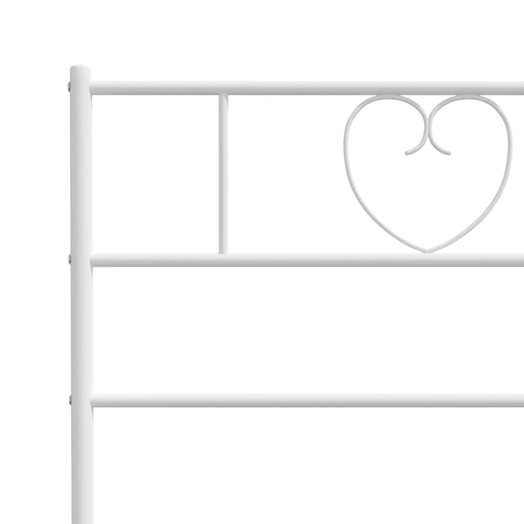 Metal Bed Frame without Mattress with Headboard White 135x190 cm