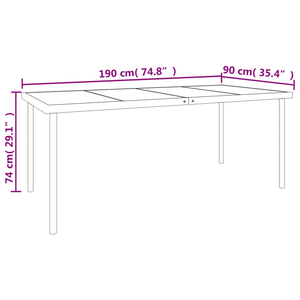 9 Piece Garden Dining Set Black Steel and Textilene