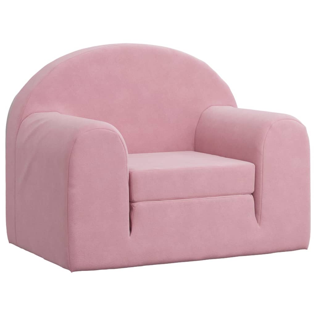 Kids' Sofa Bed Pink Soft Plush