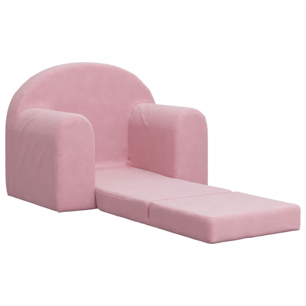Kids' Sofa Bed Pink Soft Plush