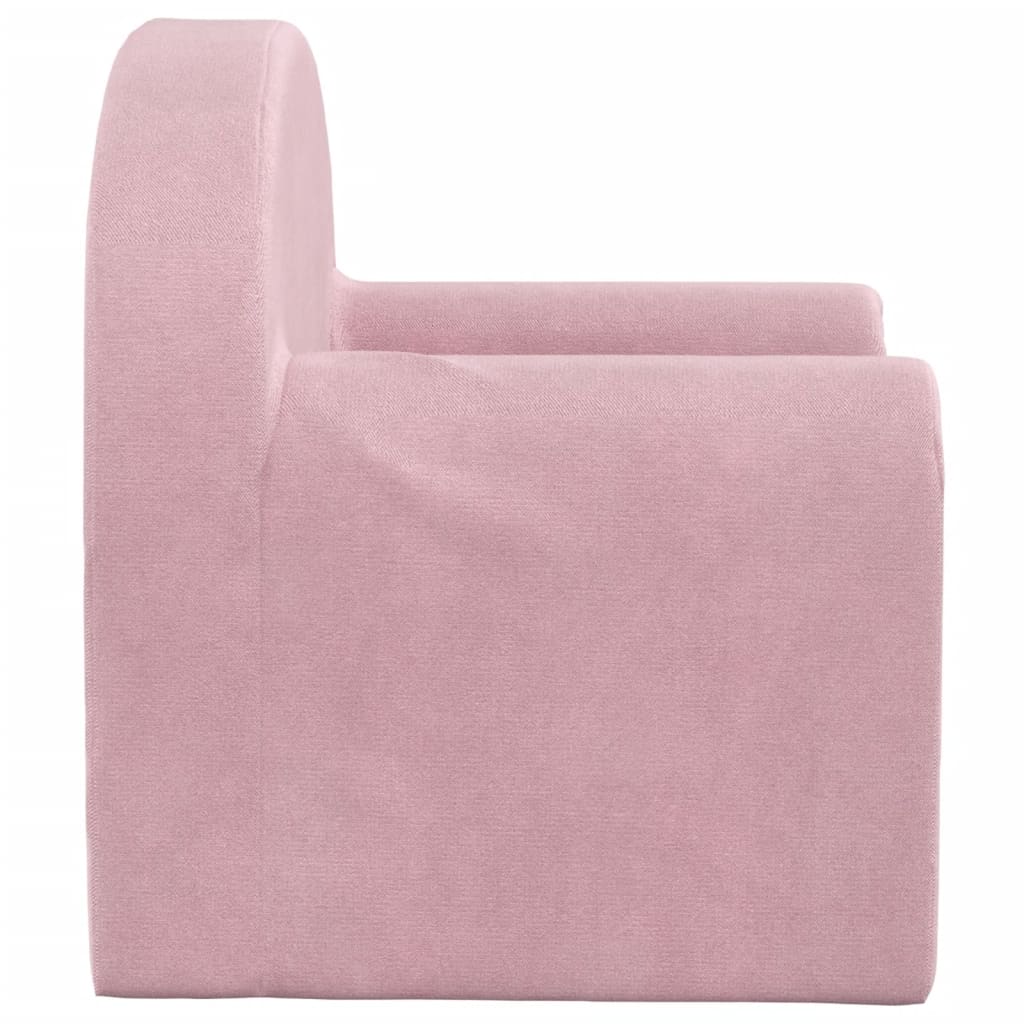 Kids' Sofa Bed Pink Soft Plush