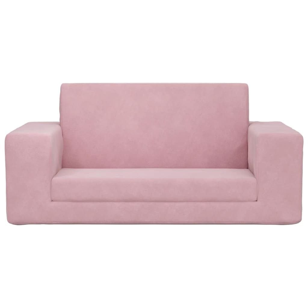 Kids' Sofa Bed 2-Seater Pink Soft Plush