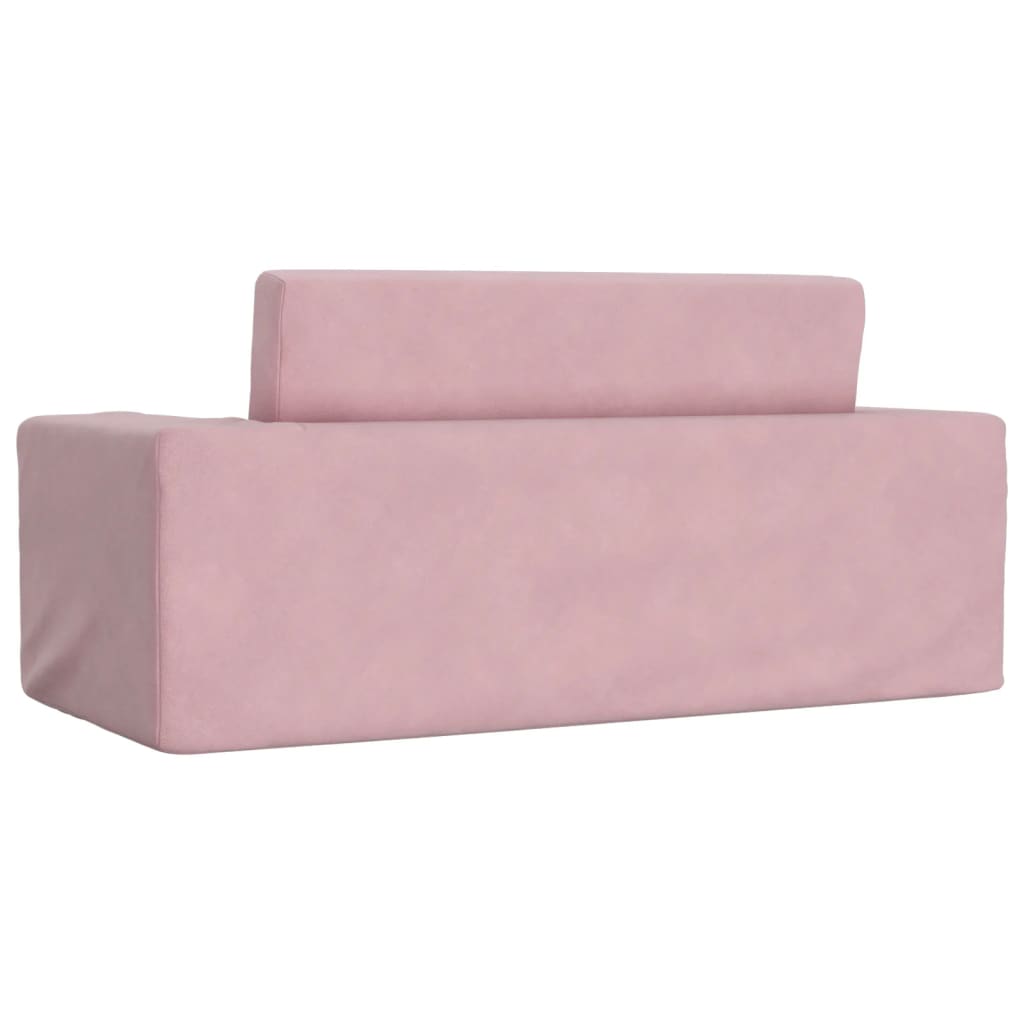 Kids' Sofa Bed 2-Seater Pink Soft Plush