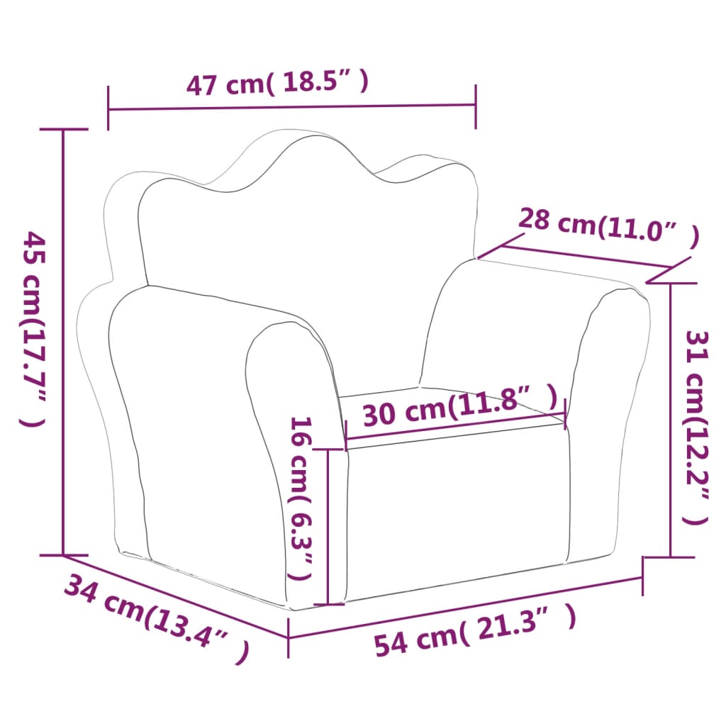 Kids' Sofa Pink Soft Plush