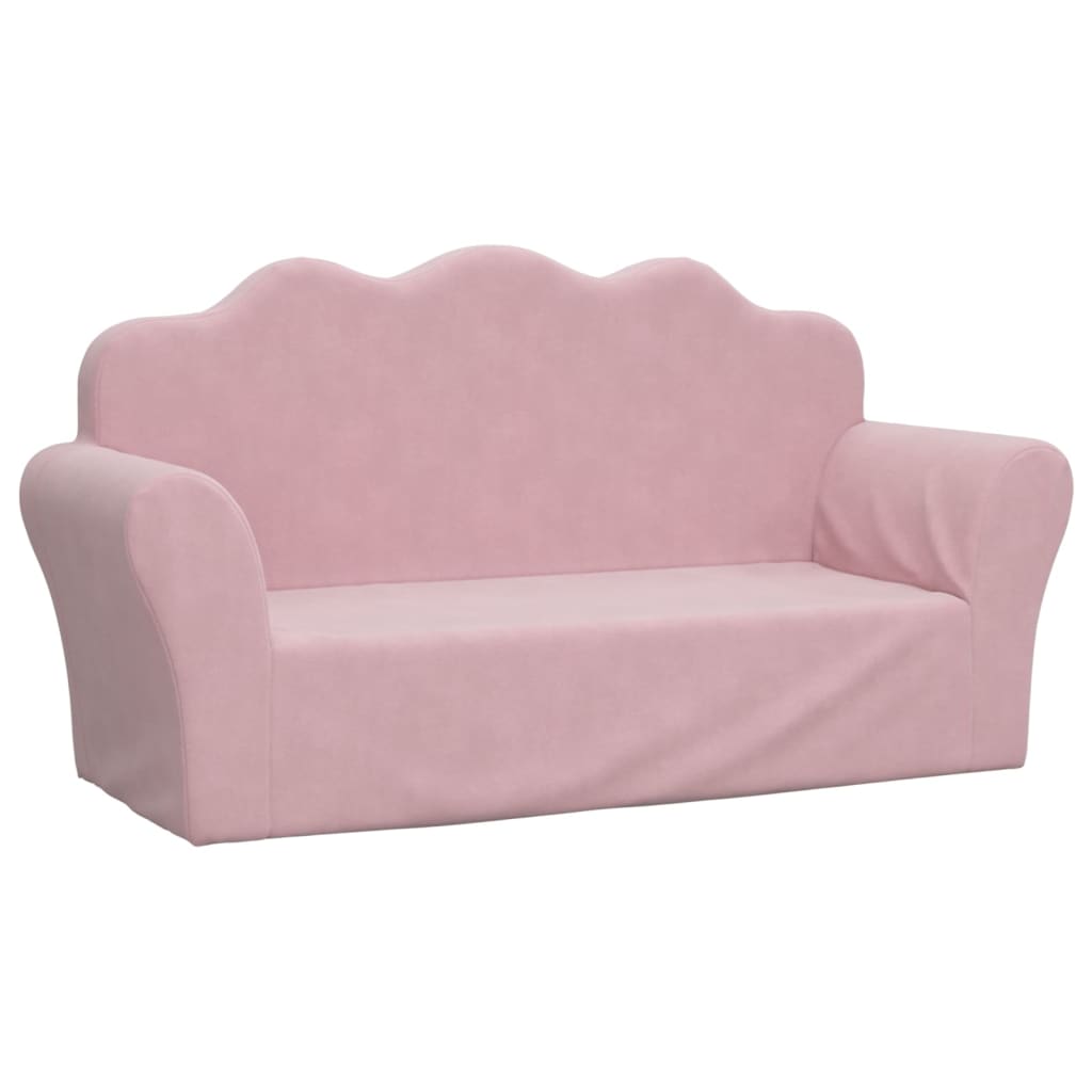 Kids' Sofa 2-Seater Pink Soft Plush