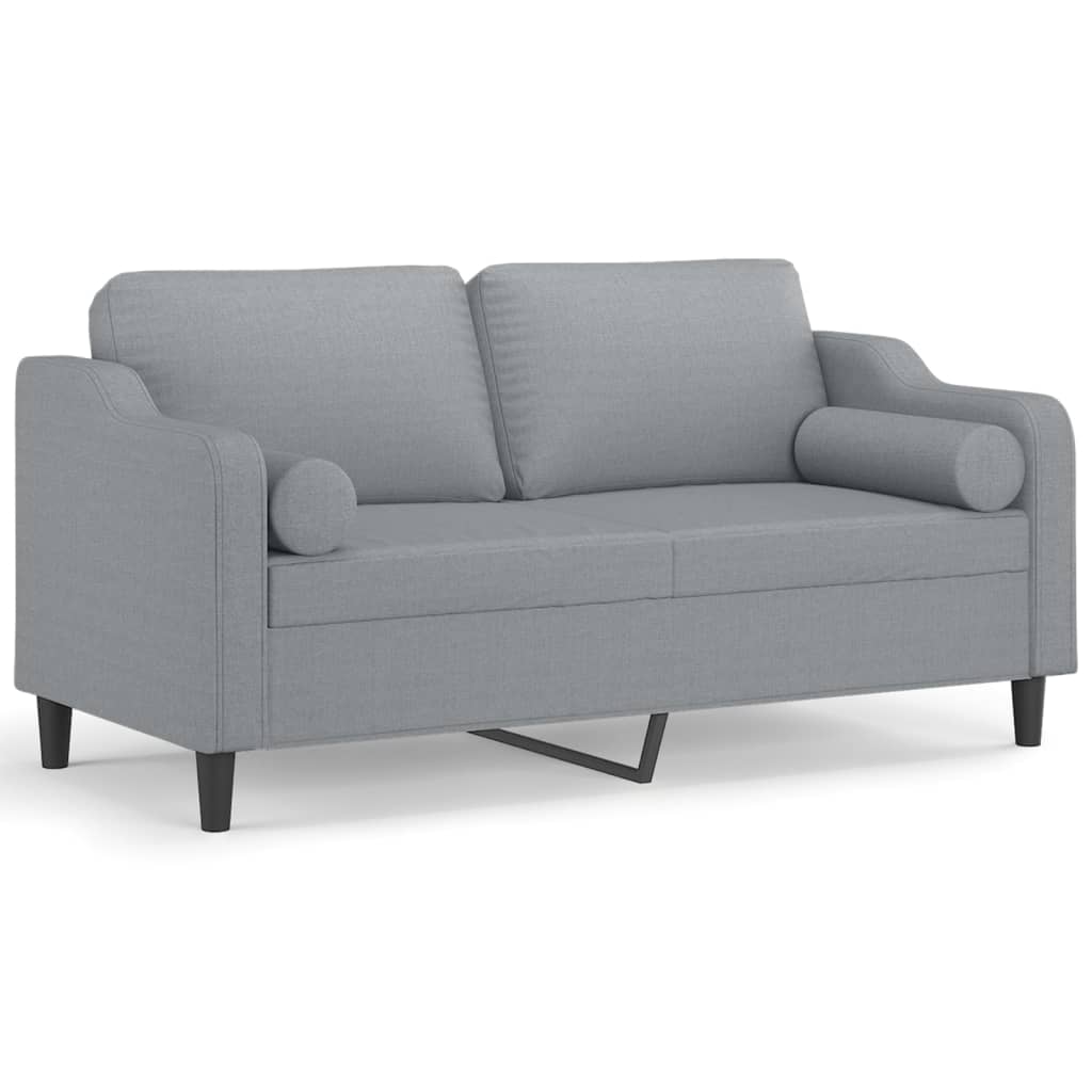 2-Seater Sofa with Throw Pillows Light Grey 140 cm Fabric