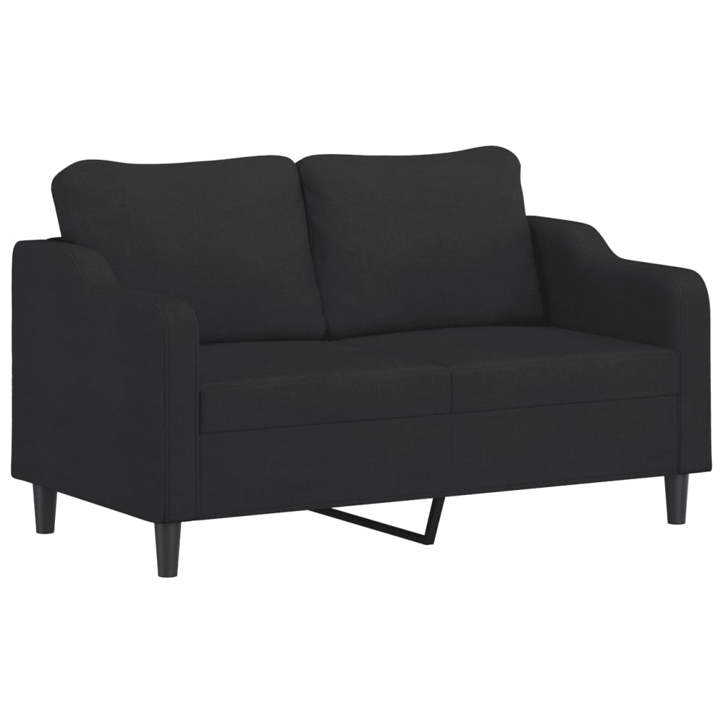 2-Seater Sofa with Throw Pillows Black 140 cm Fabric