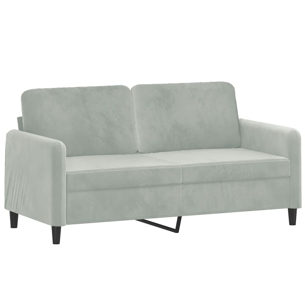 2-Seater Sofa with Throw Pillows Light Grey 140 cm Velvet